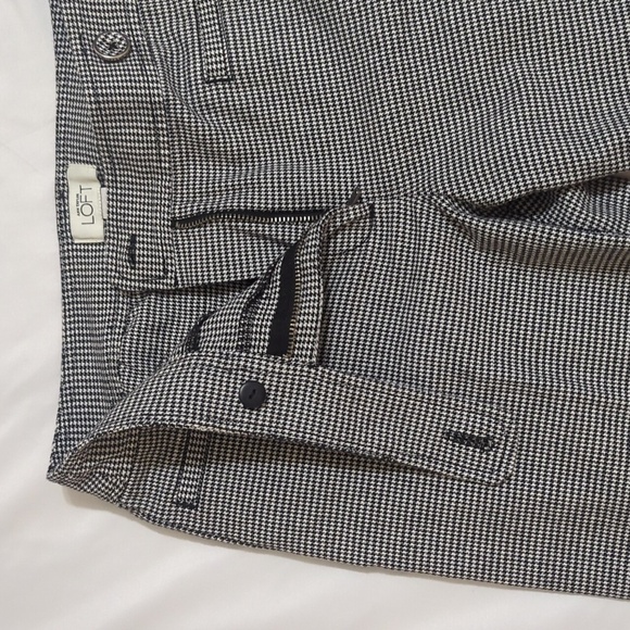 LOFT Marisa Houndstooth Crop Pants, Color Black/White Size 6 - Picture 8 of 14